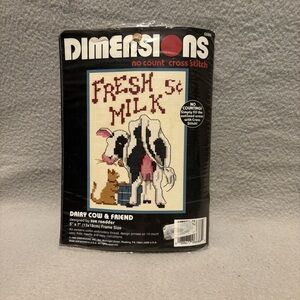 Dimensions stamped cross-stitch kit Fresh Milk 5c Vintage 1995 Made in USA